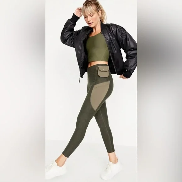 Old Navy High-Waisted Cloud+ 7/8 Leggings Olive Green Leggings Size XL - Picture 3 of 7